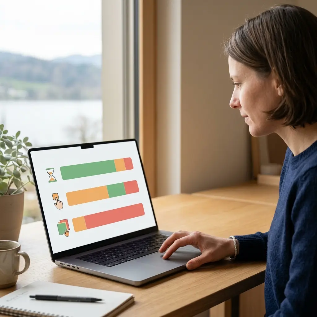 Core Web Vitals Metriken LCP INP und CLS visualisiert als Balkendiagramm