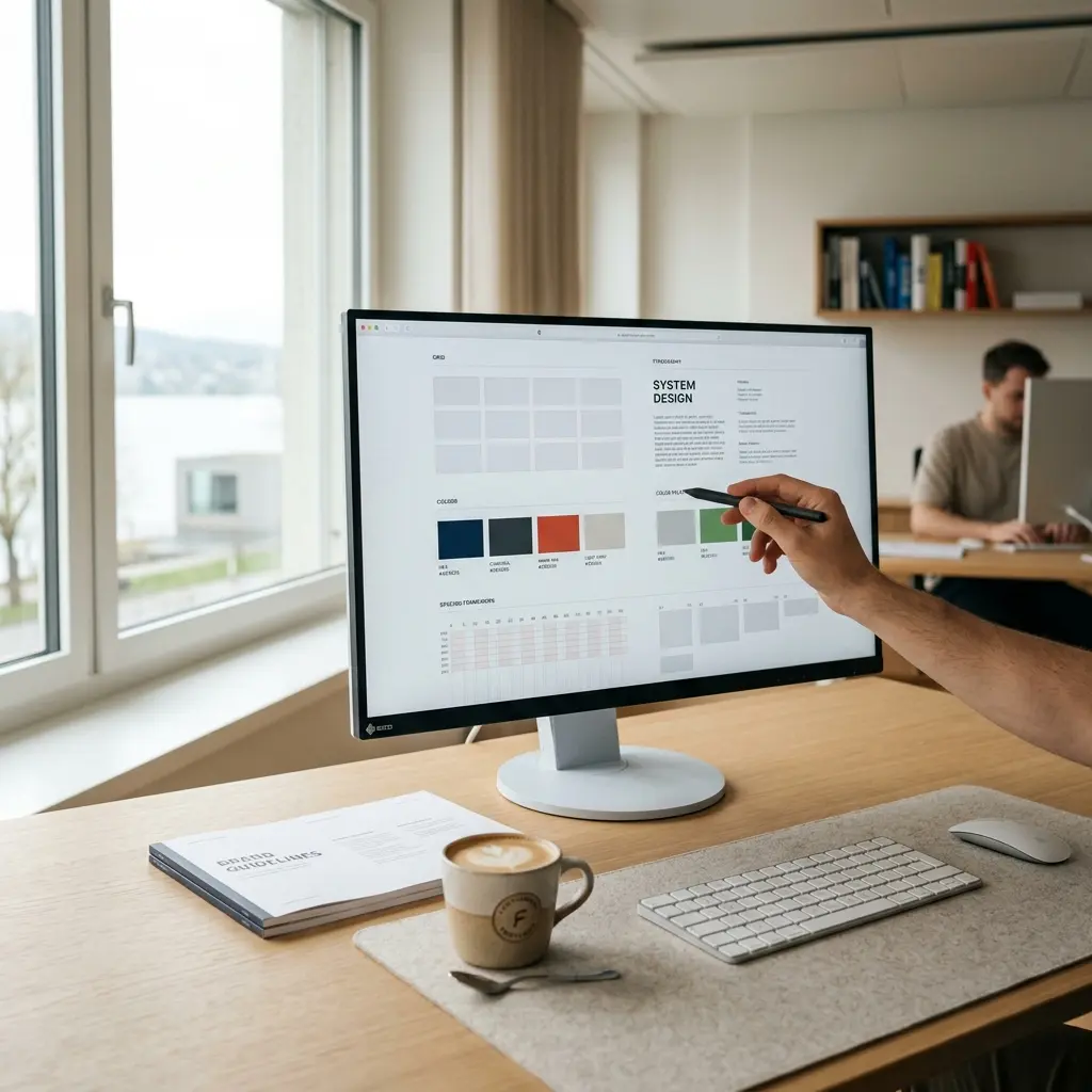 Webdesign Trends 2026 Schweiz: Modernes Design-System mit klaren Farben und Typografie