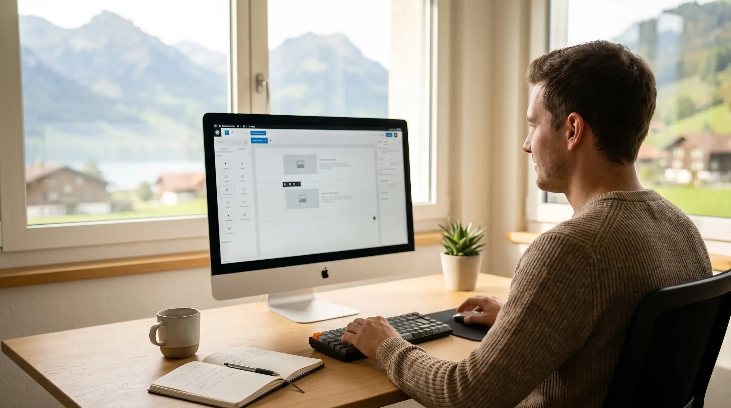 Schweizer Einsteiger passt WordPress Webseite am iMac selber an